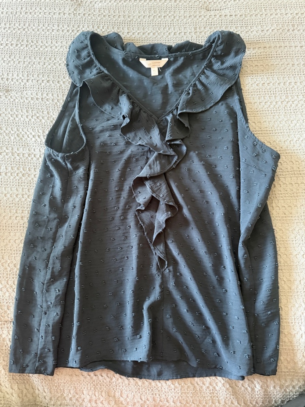 Caslon Ruffle-Front Sleeveless Camisole in Slate